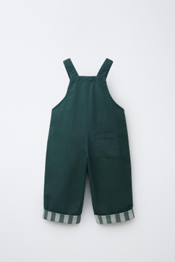 ZARA ДЛИННЫЙ КОМБИНЕЗОН ИЗ САРЖИ В ПОЛОСКУ, ЗЕЛЕНЫЙ