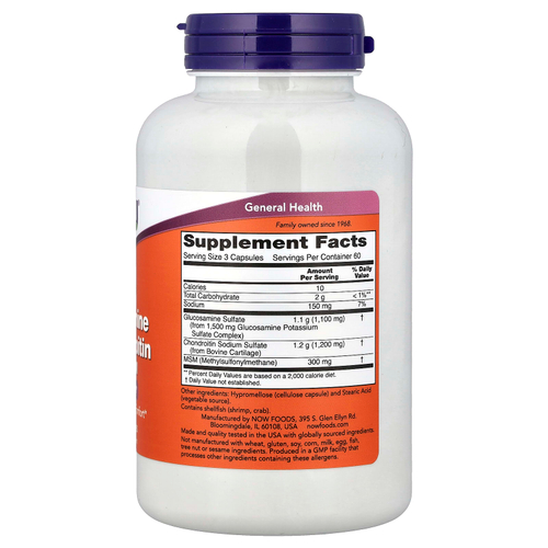 NOW Foods, глюкозамин, хондроитин и МСМ, 180 капсул
