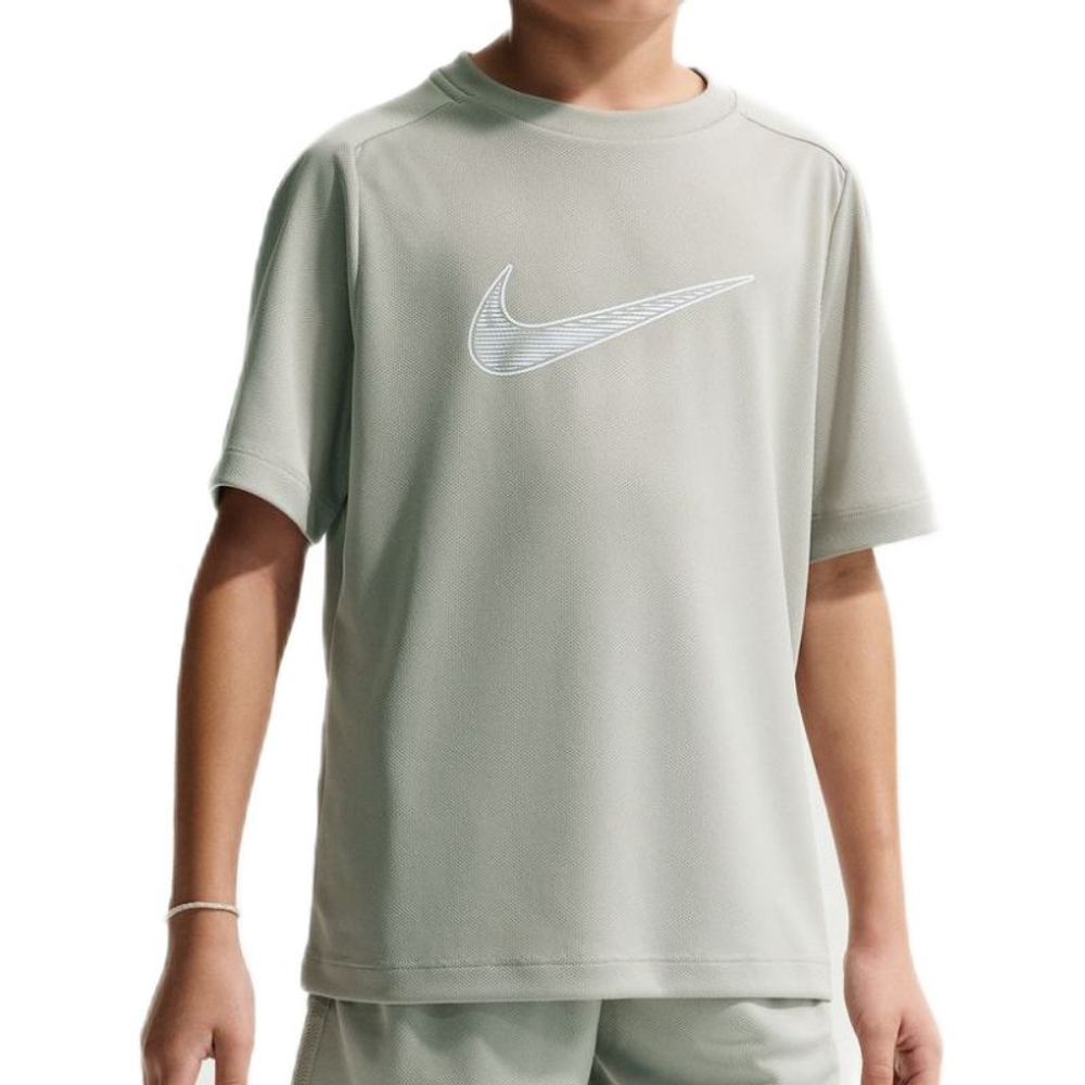 Детская теннисная футболка Nike Dri-FIT Multi Short Sleeve - spruce fog/white