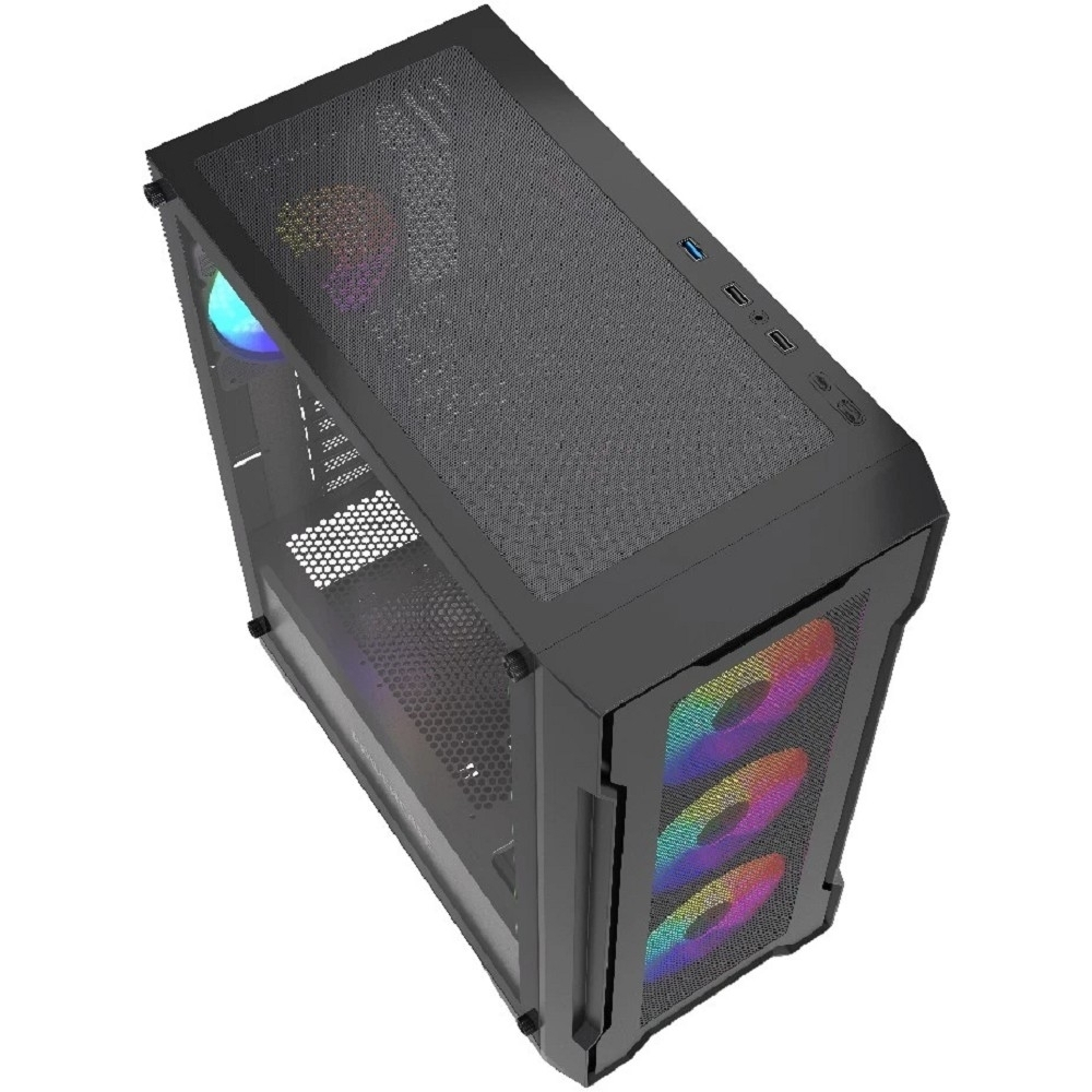 Корпус для компьютера Powercase Mistral X4B, Tempered Glass, 4x 120mm FRGB Fans, чёрный, ATX (CMXB-L4)