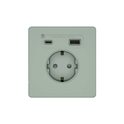 Systeme Infinity, Розетка С/У с ЗК и зар.устр.USB А+С 20Вт (250В, 16А, защит.шторки), Таежное утро