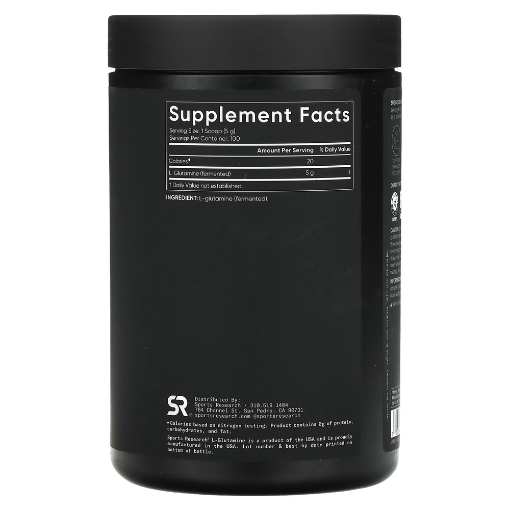 Sports Research, L-глютамин, без вкусовых добавок, 500 г (1,1 фунта)