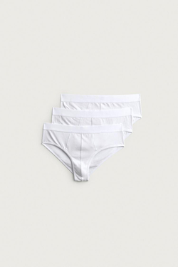 ZARA НАБОР ИЗ ТРЕХ БАЗОВЫХ СЛИПОВ, БЕЛЫЙ