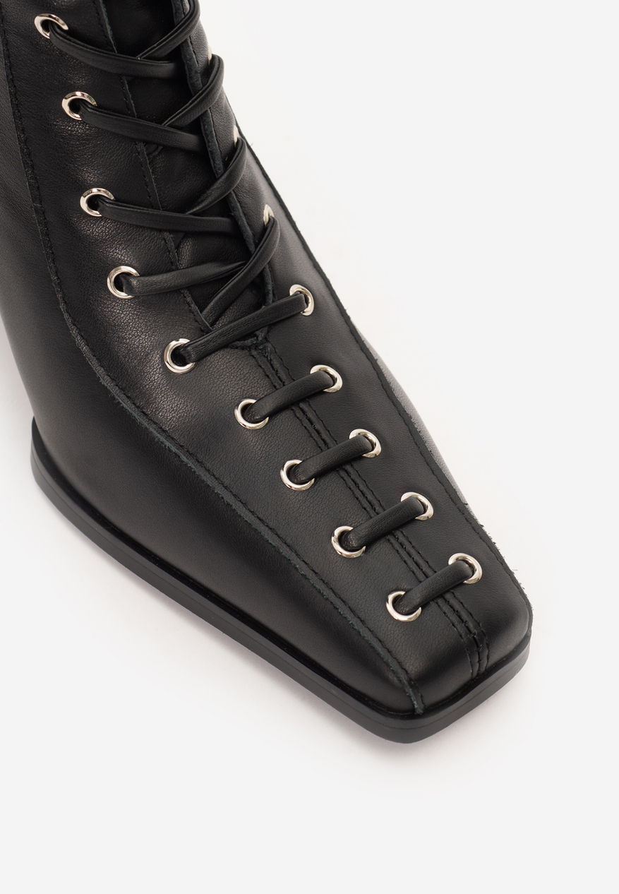 boots heel black leather