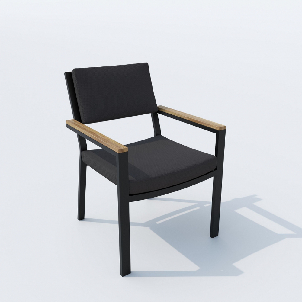 Обеденная группа Ideal Patio КАНА  БОНТА  каркас карбон, стол стекло 200, ткань антрацит