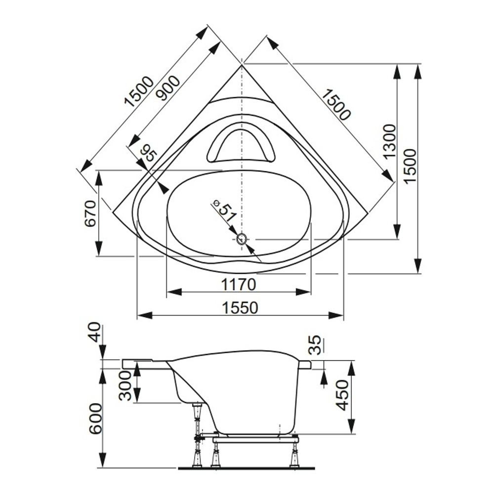 Акриловая ванна Vagnerplast ATHENA 150x150