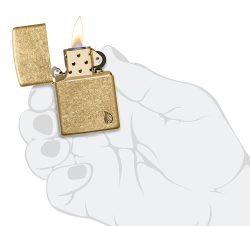 Зажигалка ZIPPO Armor Flame c покрытием Tumbled Brass, латунь/сталь, золотистая, 38x13x57 мм, шт