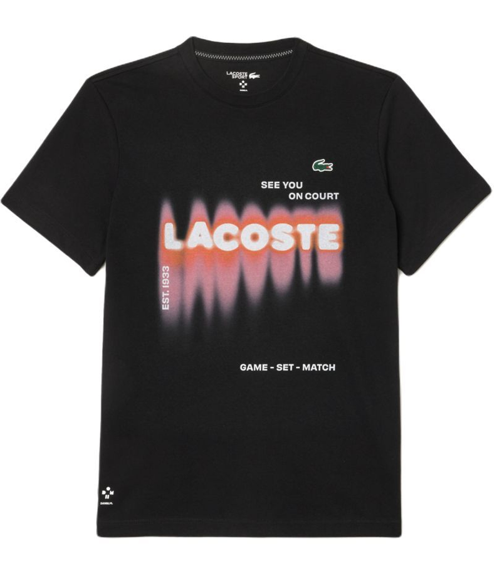 Мужская теннисная футболка Lacoste x Daniil Medvedev - черный
