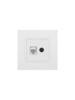 Розетка компьютерная + телевизионная Elegance 14-3110-01М RJ45+TV матов. бел. Эра Б0065767