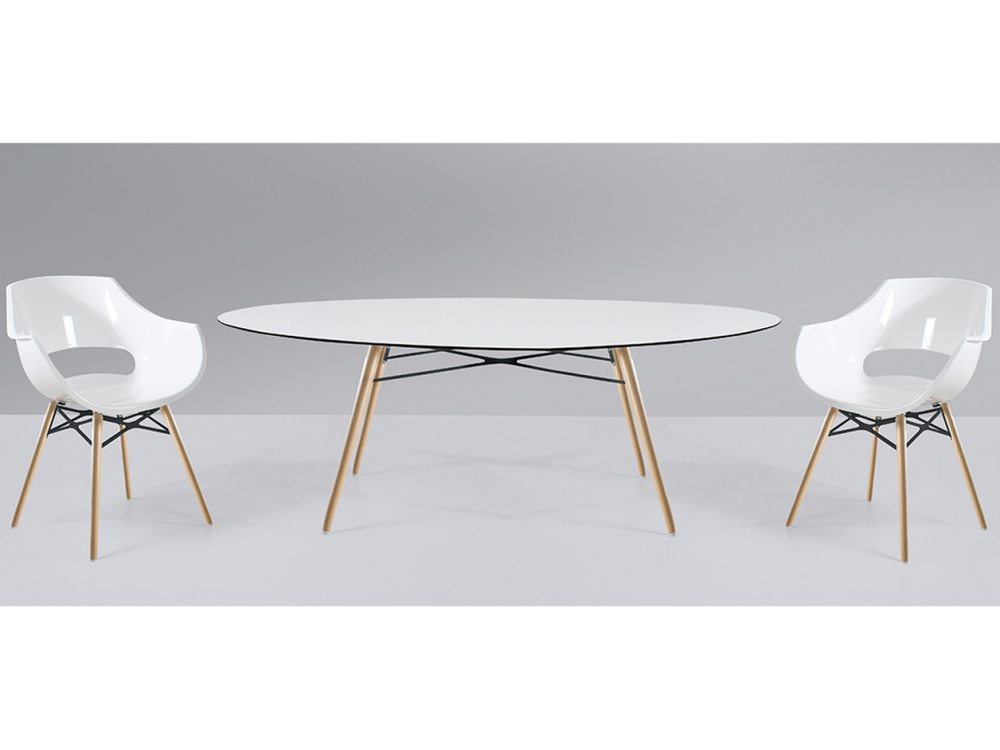 Кресло пластиковое Papatya Opal Wox Beech, натуральный, белый