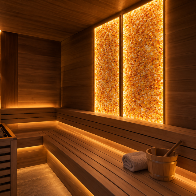 Янтарные панели для премиальных бань и SPA