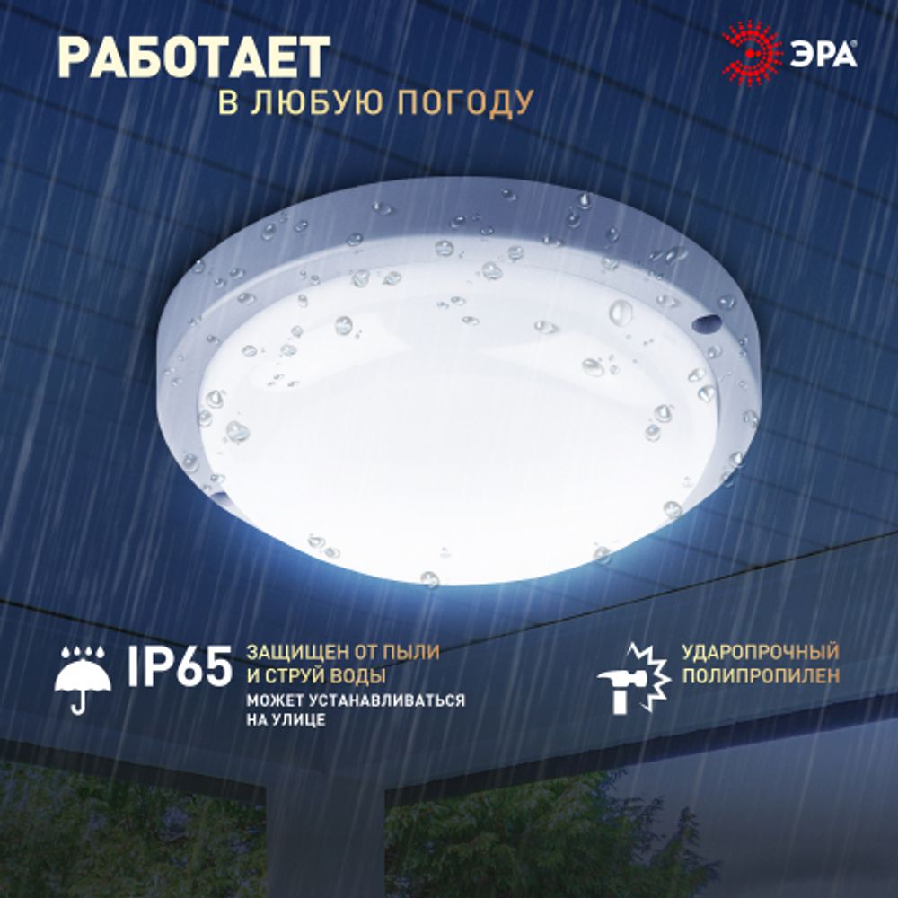 Светильник ЖКХ светодиодный ЭРА SPB-201-0-65K-012 IP65 12Вт 6500К D155 круглый | Светильники для ЖКХ IP65