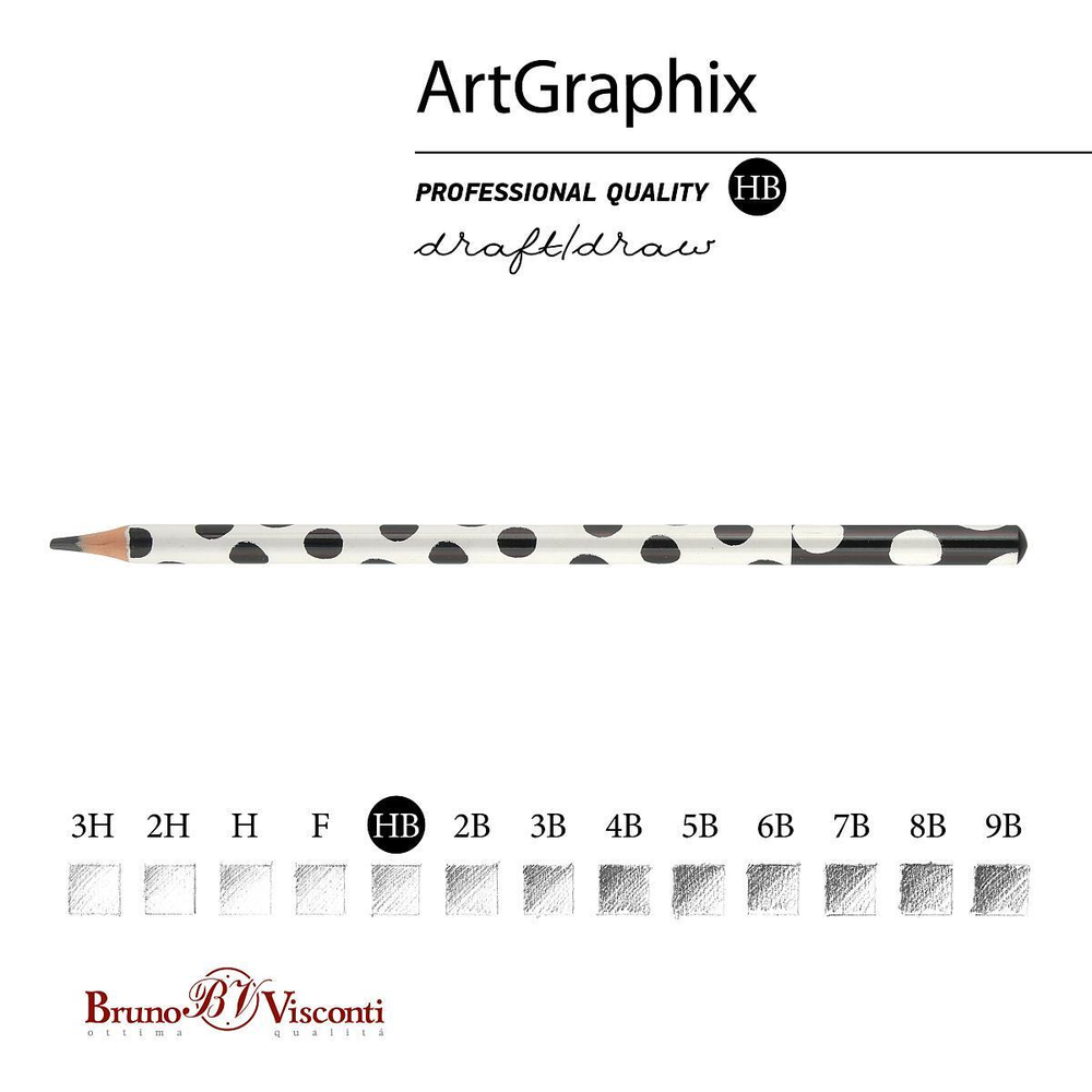 Карандаш ч/г НВ "ArtGraphix. Горох" корпус пластик. (BrunoVisconti)
