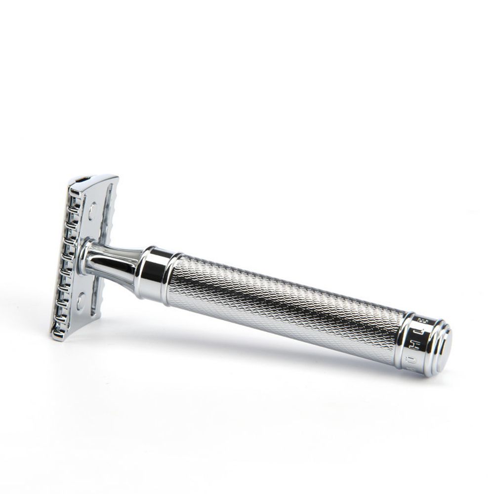 Т-образная бритва MUEHLE TRADITIONAL, c удлиненной ручкой, хром, open comb (R 41 GRANDE)