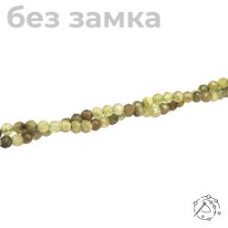 Нить бусин с огранкой гранат зеленый 3 мм