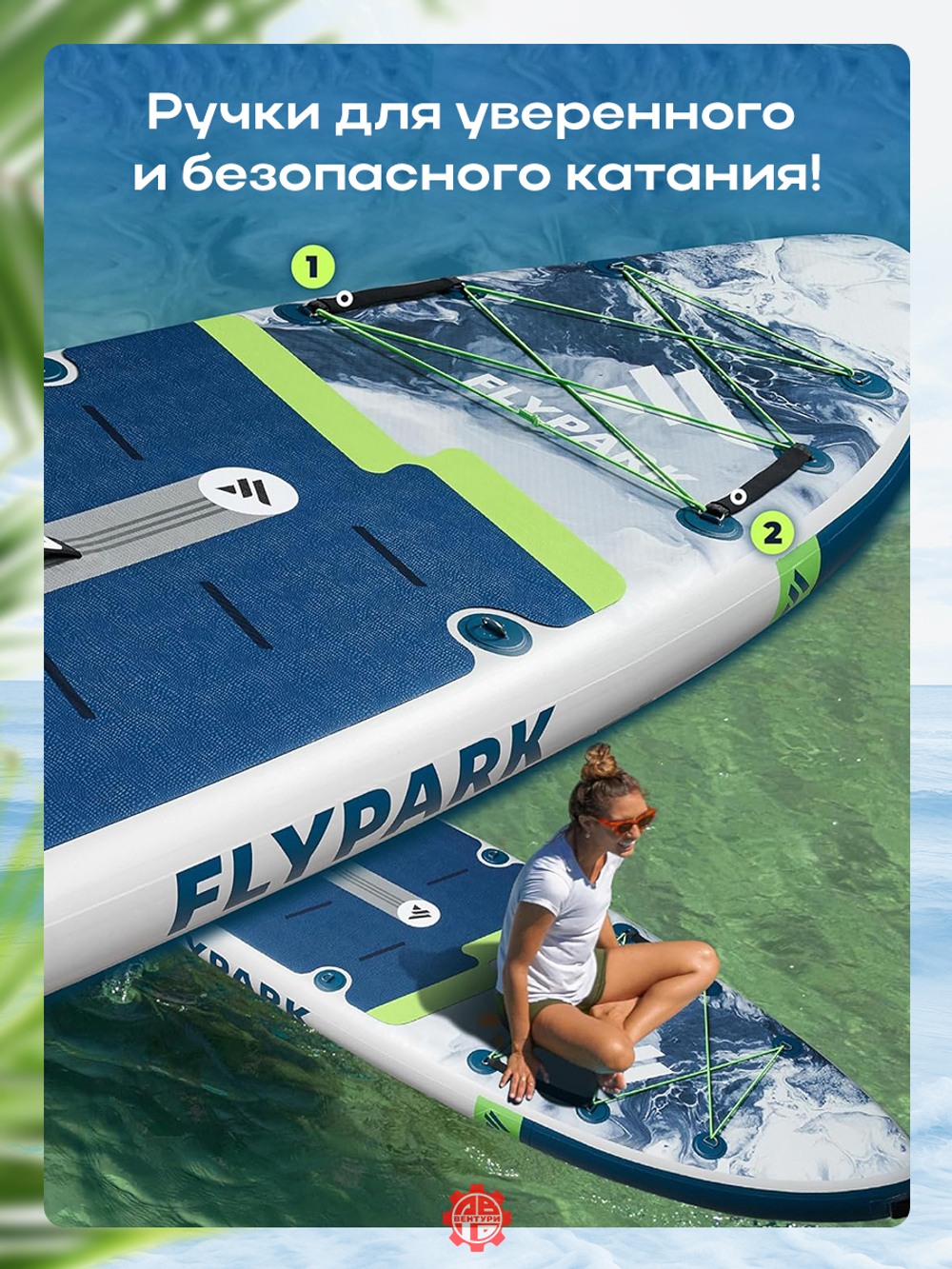 Сапборд надувной FLYPARK ICE FOG 325x89x15 см темно-синий