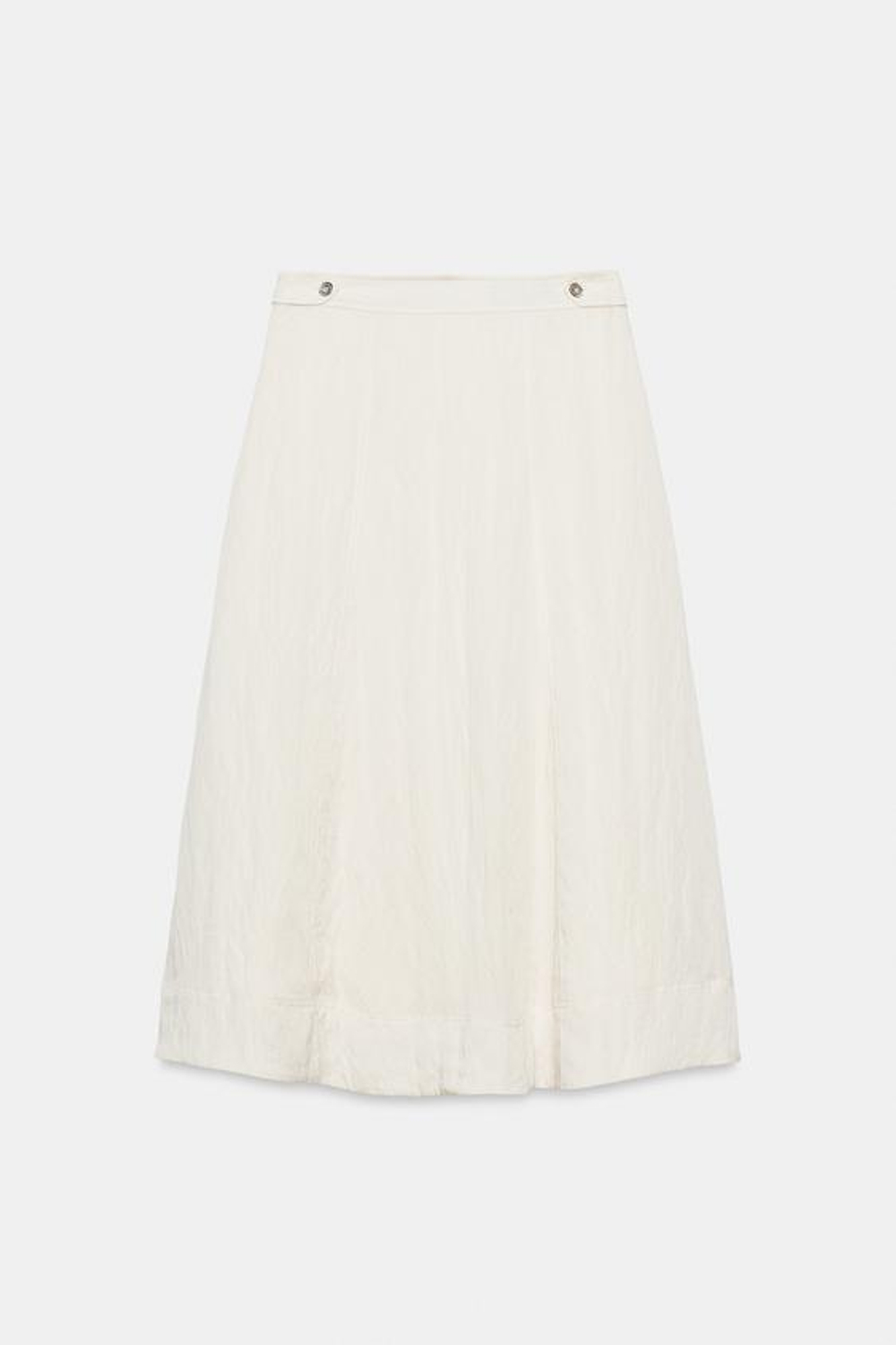 ZARA ЮБКА МИДИ С ЭФФЕКТОМ МЯТОЙ ТКАНИ, ЭКРЮ