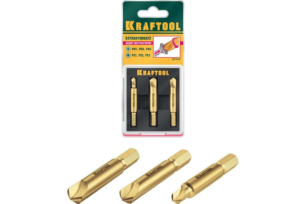 Набор экстракторов поврежденного крепежа KRAFTOOL 3 шт 26770-H3