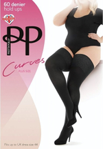 Плотные чулки plus size на силиконе (Размер: 2X) (Цвет: черный)