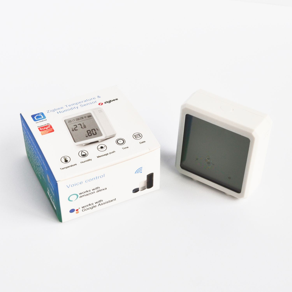 Умный Zigbee датчик температуры и влажности Tuya с дисплеем, Smart (Белый/черный)