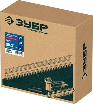 ЗУБР SN34 (D34) 75 х 2.8 мм, реечные гвозди рифленые оцинкованные, 4000 шт (305399-75)