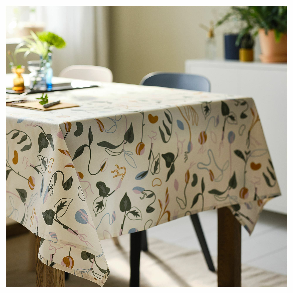 Скатерть IKEA DAKSJUS (ДАКСЬЮС), Белый с рисунком, 145х240 см