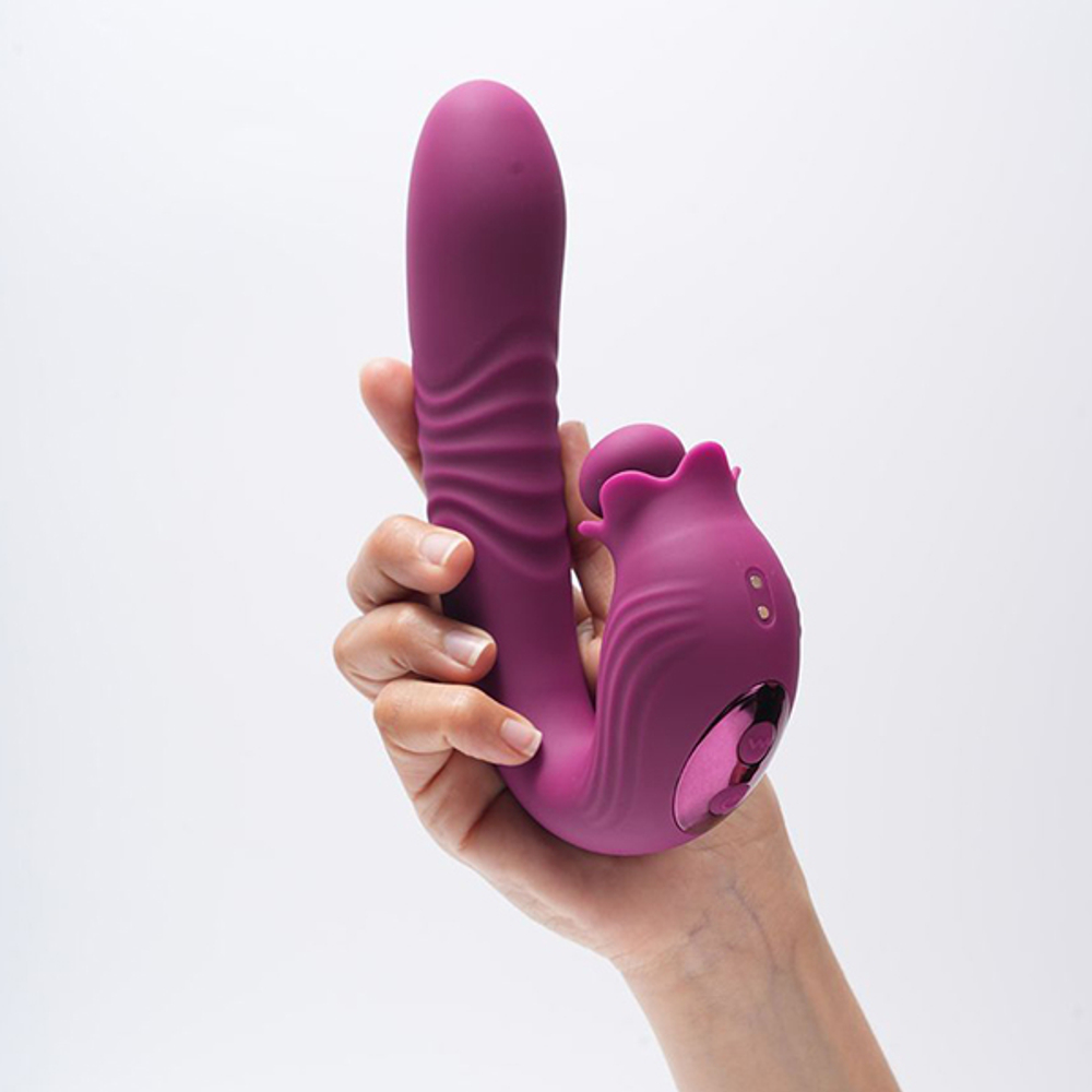 Фиолетовый вибратор для стимуляции точки G Selove Campanula Thrusting & Stroking G-Spot Vibrator Purple