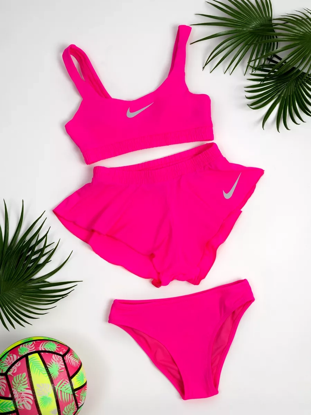 купальник раздельный 3 в 1 Nike спортивный топ с шортами