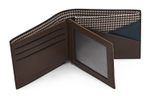 PEDRO Calfskin Textile Card Holder Wallet Men"s Black/Umber