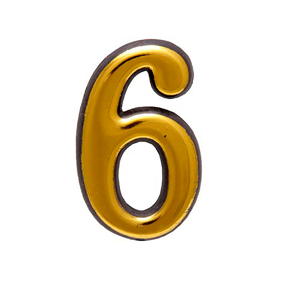 Цифра дверная АЛЛЮР Большая пластик золото "6" /50