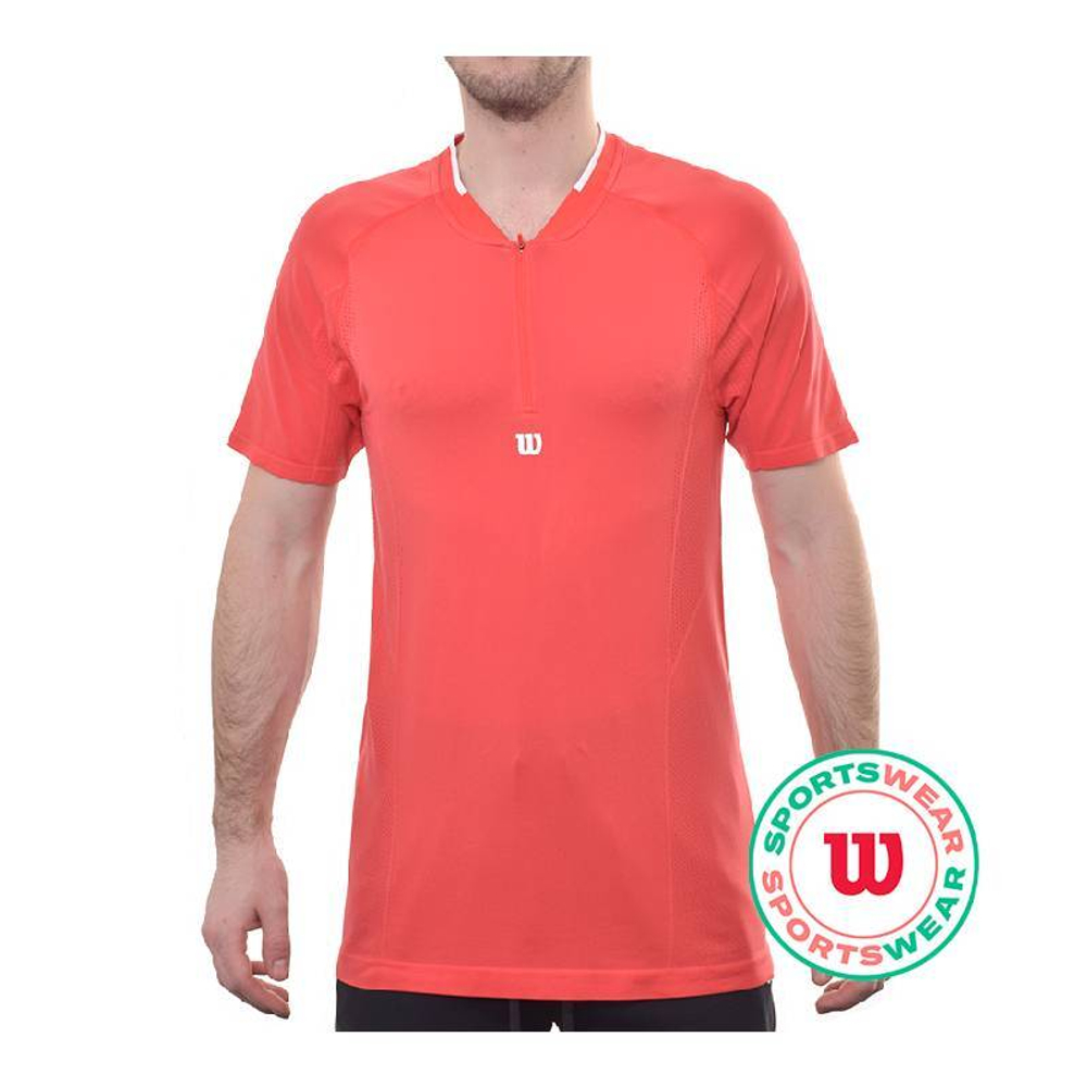 Мужское теннисное поло Wilson Players Seamless Zip Henley 2.0 - infared