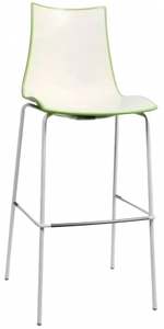 Стул барный пластиковый Scab Design Zebra Bicolore, хром, белый, зеленый
