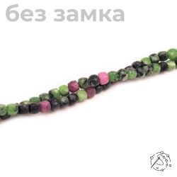 Нить бусин куб с огранкой цоизит 4-5 мм