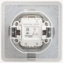 W59 AQUA 1-клавишный ПЕРЕКЛЮЧАТЕЛЬ, IP44, сх.6, 10АХ, в сборе, БЕЛЫЙ