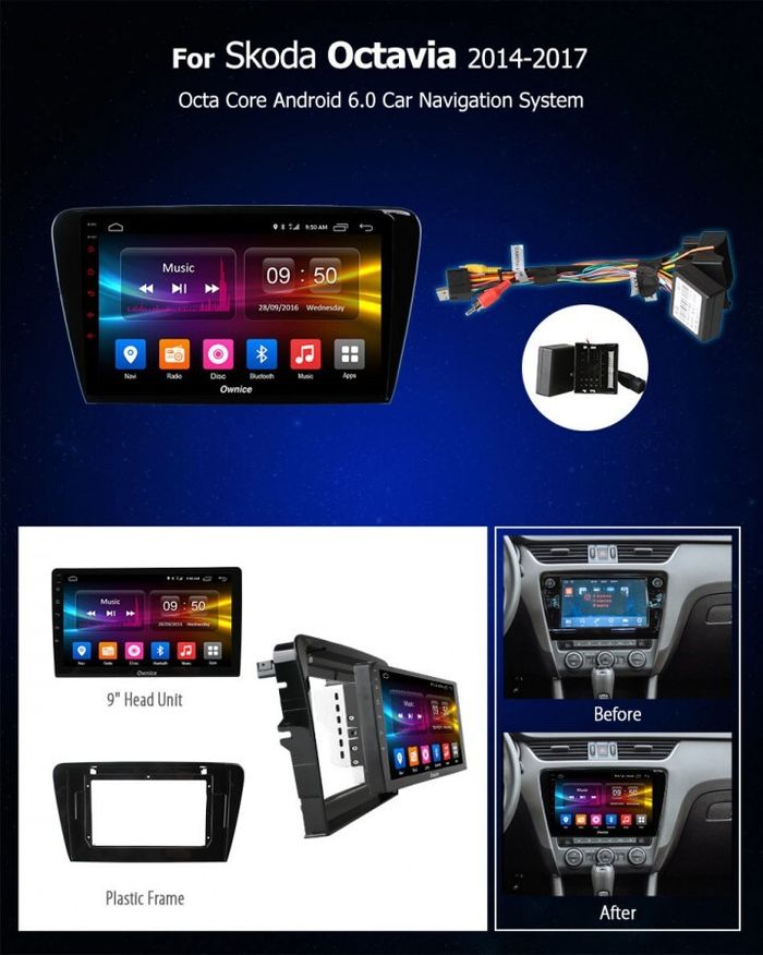 Магнитола для Skoda Octavia A7 2013-2020 - Kuberg OL-1916 IPS, Android 10, 4G SIM-слот