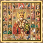Икона "Николай Чудотворец" в митре, вид 2, рама 28х28, в коробке