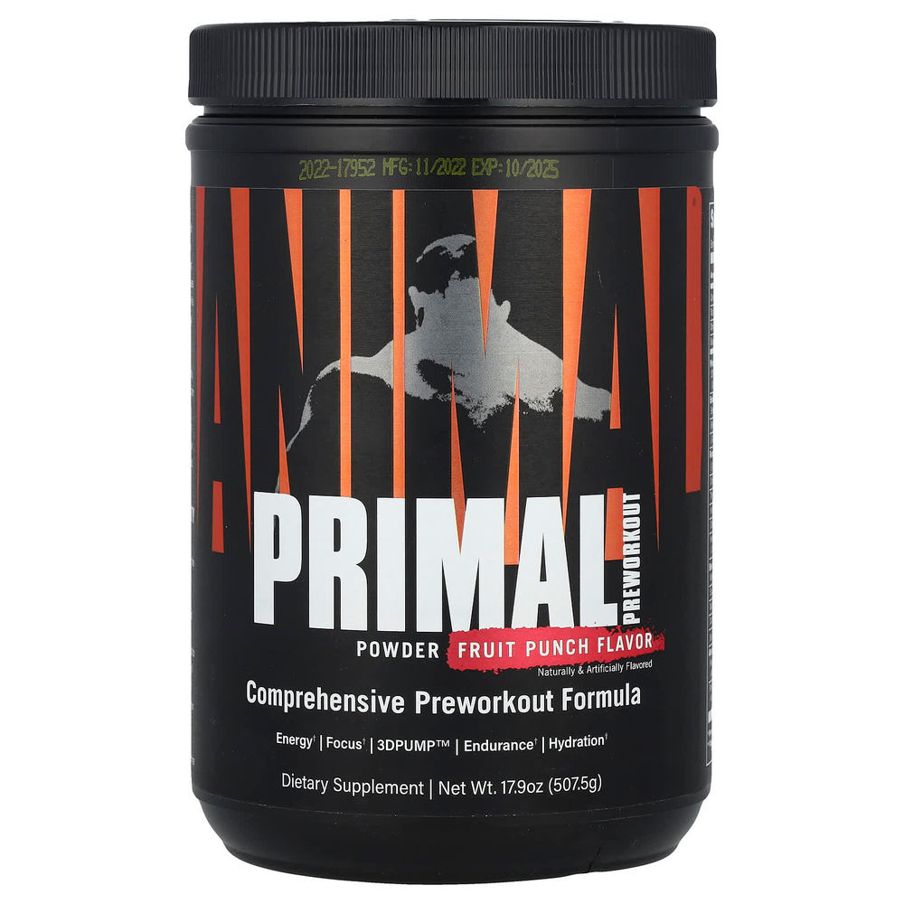 Animal, Primal предтренировочный порошок, фруктовый пунш, 507,5 г (17,9 унции)