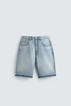 ZARA ДЖИНСОВЫЕ ШОРТЫ RELAXED FIT, ГОЛУБОЙ