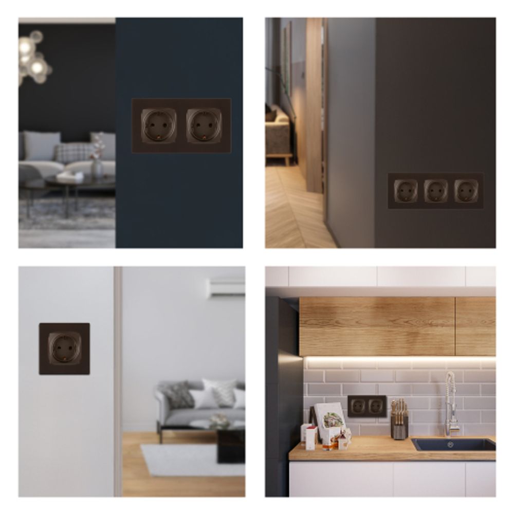 Розетка ЭРА Серия 12 12-2101-13 2P+E Schuko 16A-250В IP20 бронза | Эра 12