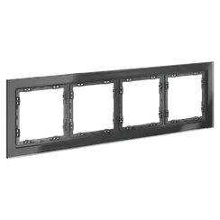 Рамка стеклянная на 4 поста Voltum S70 Графит VLS110407