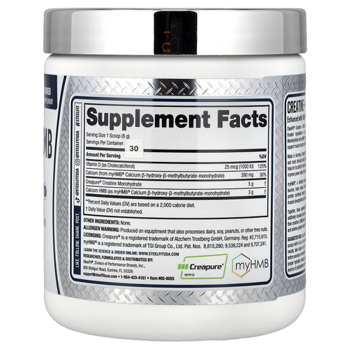 SteelFit, креатин и HMB, без вкусовых добавок, 240 г (8,5 унции)