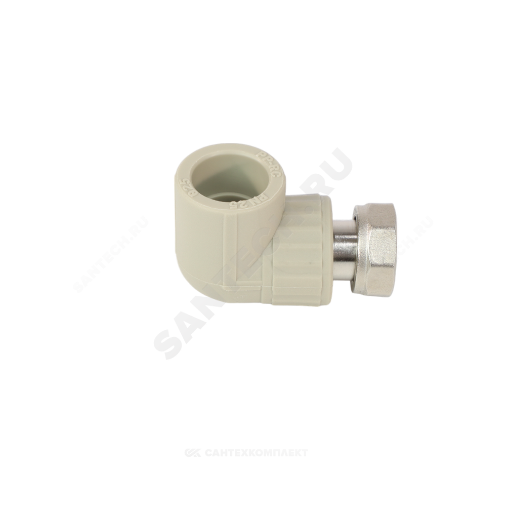 Угольник PP-R комбинированный серый Дн 20х3/4" с накидной гайкой VALFEX 10138120Г