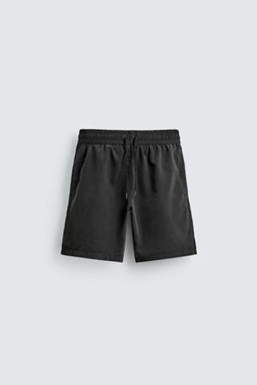 ZARA ДЛИННЫЕ ПЛАВКИ ИЗ МЯГКОЙ ТКАНИ, ЧЕРНЫЙ