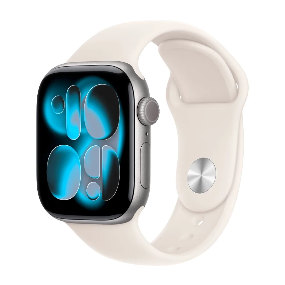 Умные часы Apple Watch Series 11 GPS, 42mm, Space Gray Aluminium Case with Starlight Sport Band, M/L
