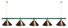 Лампа STARTBILLIARDS 5 пл. (плафоны коричневые,штанга золотая,фурнитура золото)