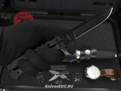 Складной нож НОКС Балисонг 203-440401 Black c клинком из стали 440C, рукоять G10