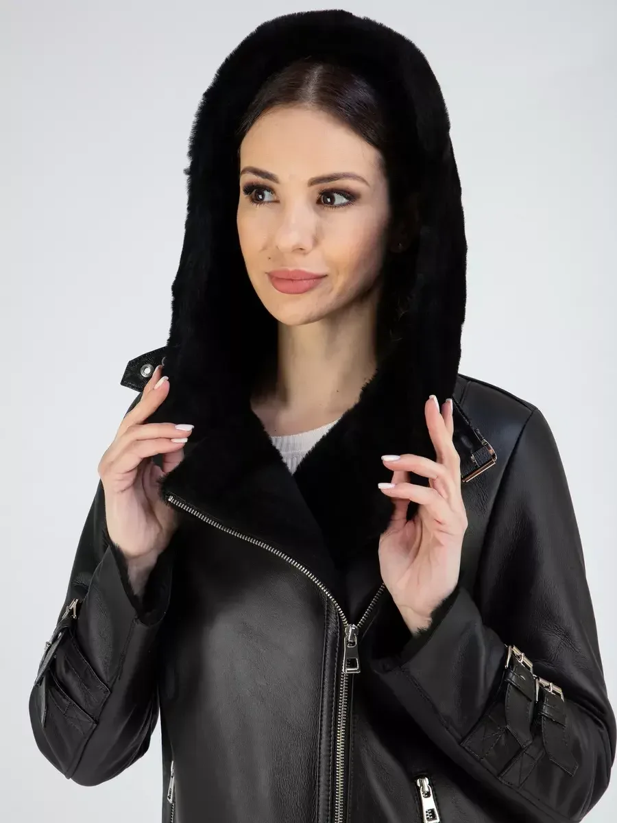 Дубленка зима короткая натуральная авиатор