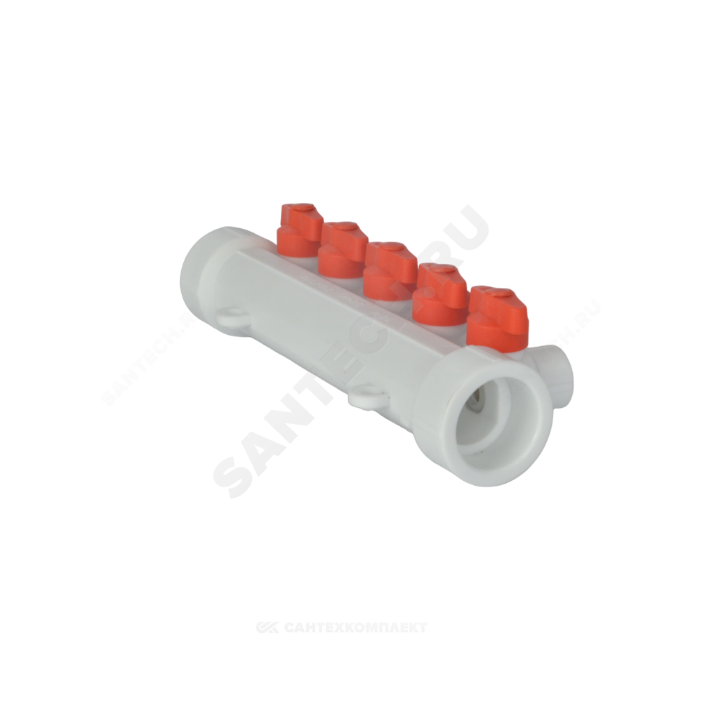 Коллектор PP-R белый Дн 40х20 на 3 выхода с кранами VALFEX 101134003