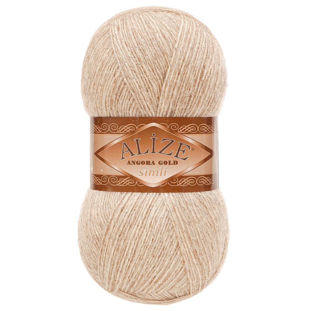 Пряжа Alize (Ализе) Angora Gold Simli / уп.5 мот. по 100 г, 500м, 152 бежевый меланж A