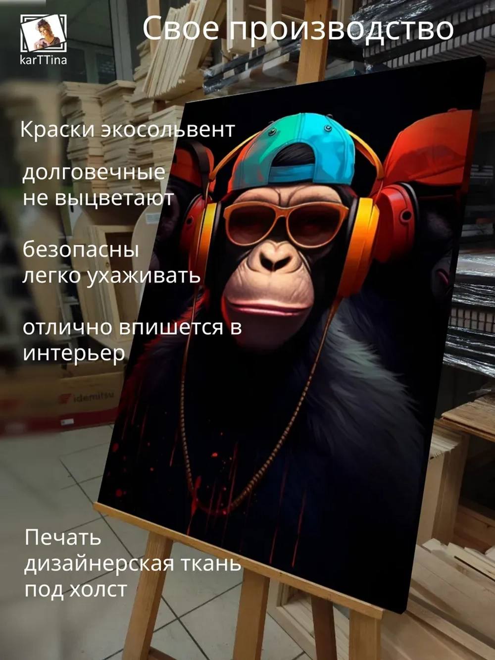 Картина Обезьяна в стиле на стену 30х40см 1шт.